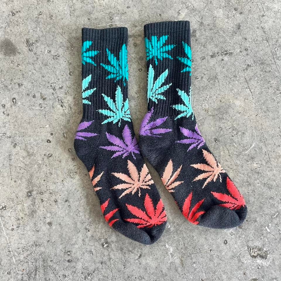 Huf Weed Plants Rainbow Socks Multicolor Excellent Condition